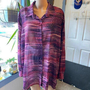 Vintage Maggie Sweet Y2K Multi Color Button Down Shirt With Size 3XP
